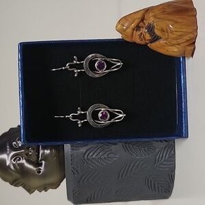 Rhodolite Garnet hinged .925 earrings